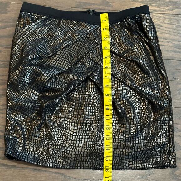 Sea New York Black - Silver Reptile Print Mini Skirt Size 6 - Picture 3 of 6
